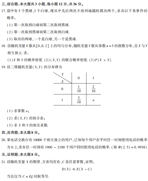 2021年4月自考04184线性代数(经管类)真题与答案