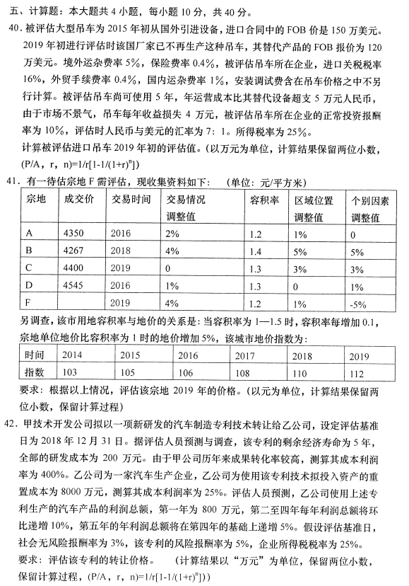 2021年4月自考00158资产评估真题与答案